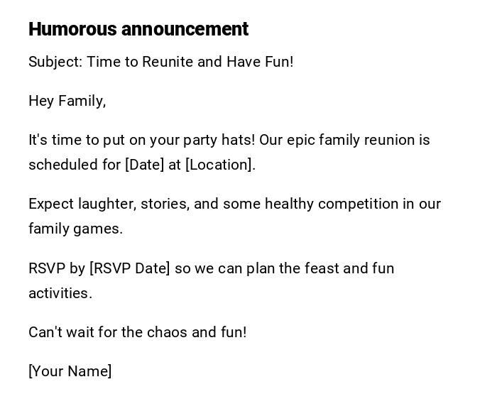 Humorous announcement