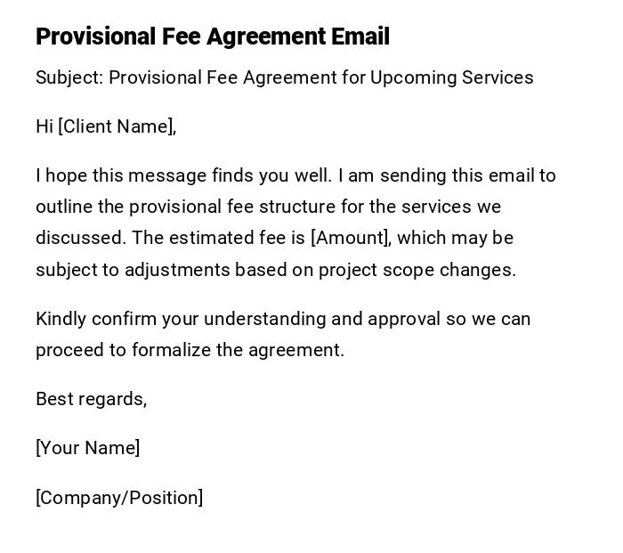 Provisional Fee Agreement Email