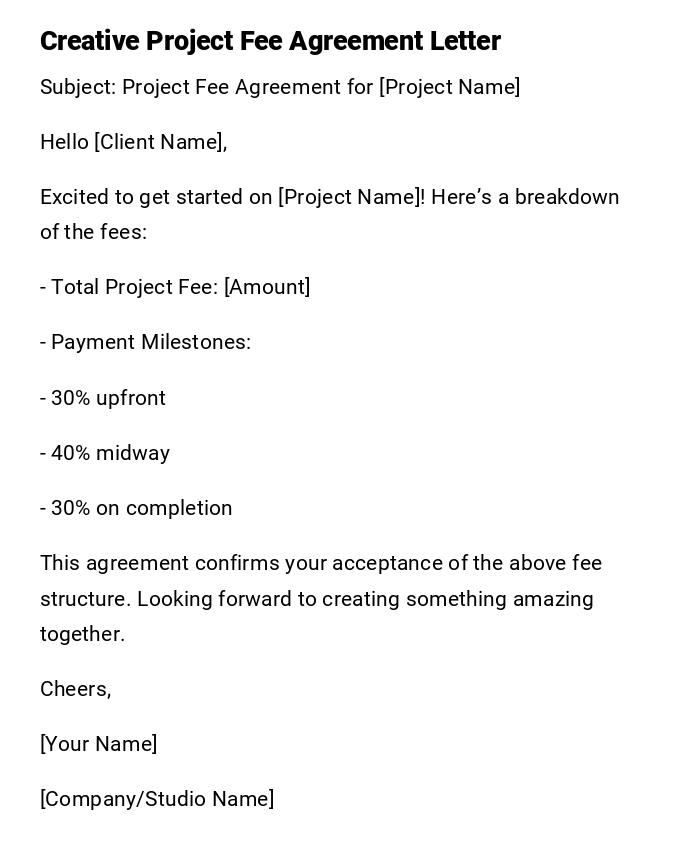 Creative Project Fee Agreement Letter