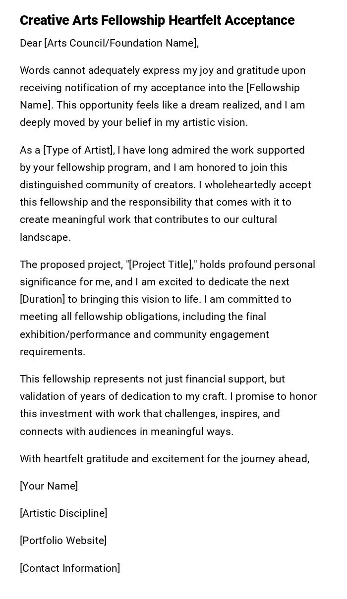 Creative Arts Fellowship Heartfelt Acceptance Creative Arts Fellowship Heartfelt Acceptance