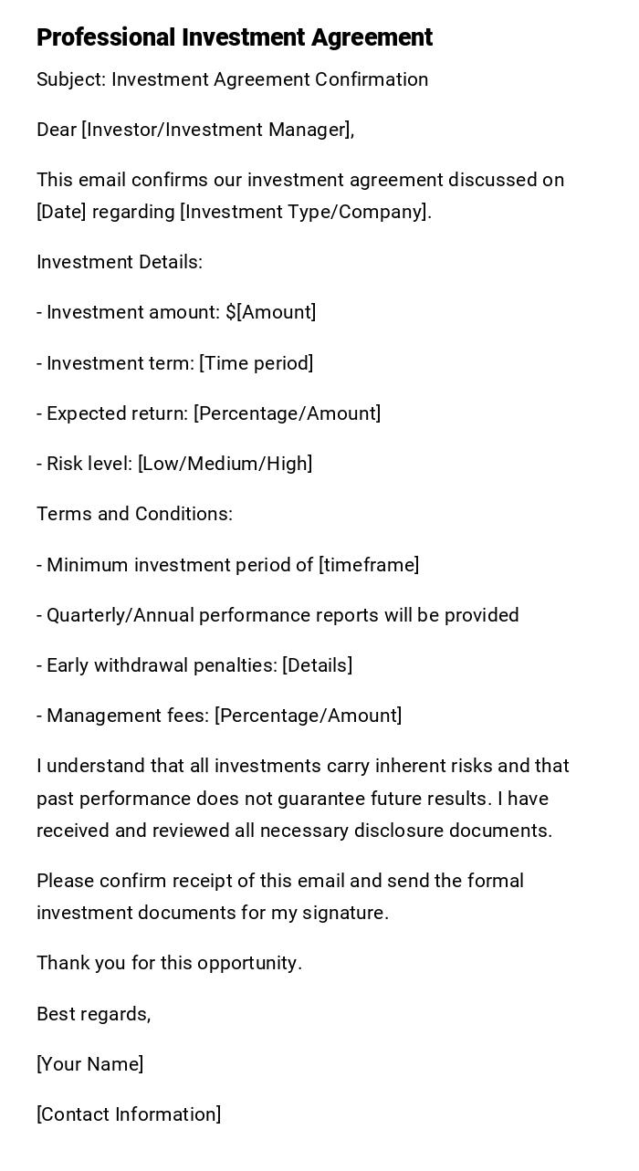 Professional Investment Agreement