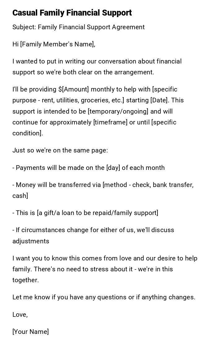 Casual Family Financial Support
