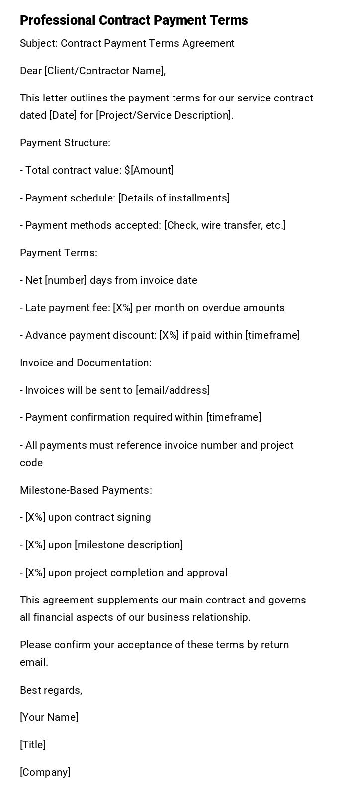 Professional Contract Payment Terms