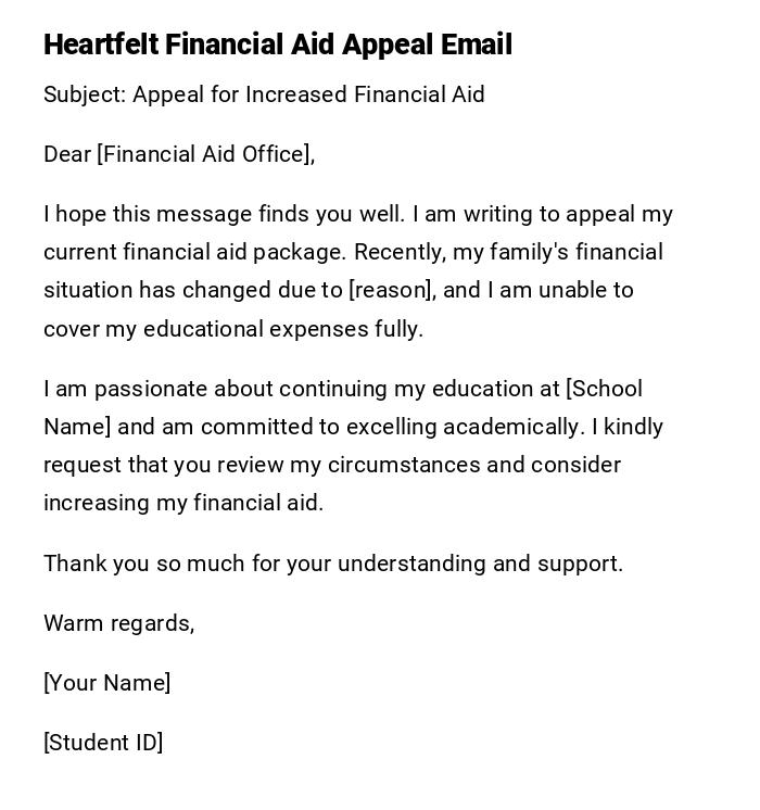 Heartfelt Financial Aid Appeal Email