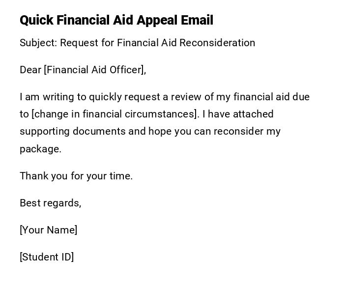 Quick Financial Aid Appeal Email