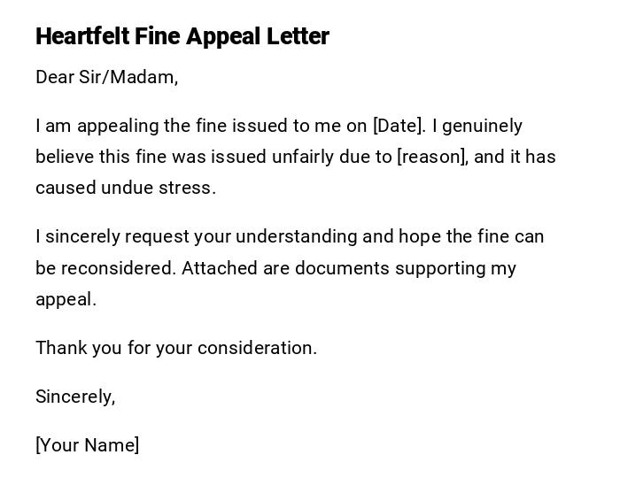 Heartfelt Fine Appeal Letter