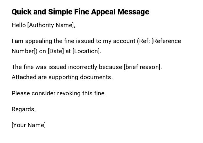 Quick and Simple Fine Appeal Message