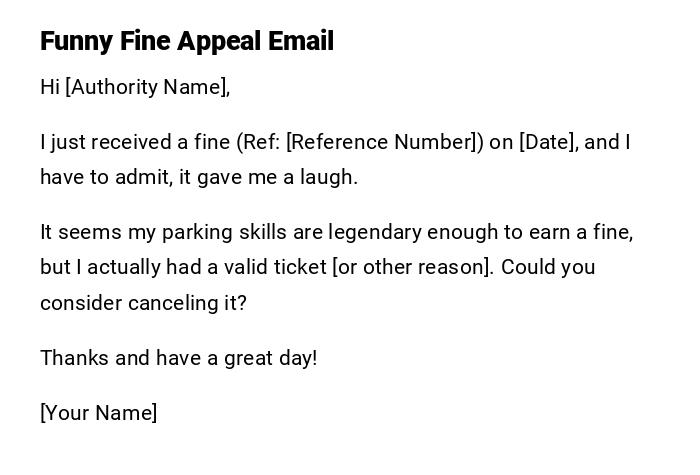 Funny Fine Appeal Email