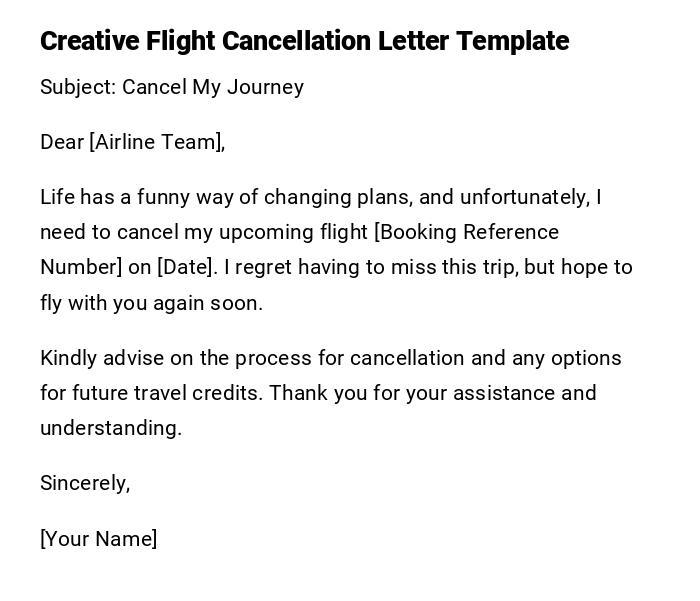 Creative Flight Cancellation Letter Template