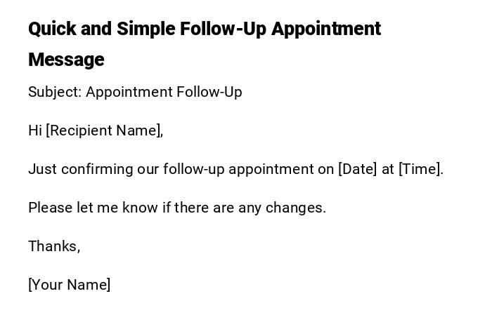 Quick and Simple Follow-Up Appointment Message