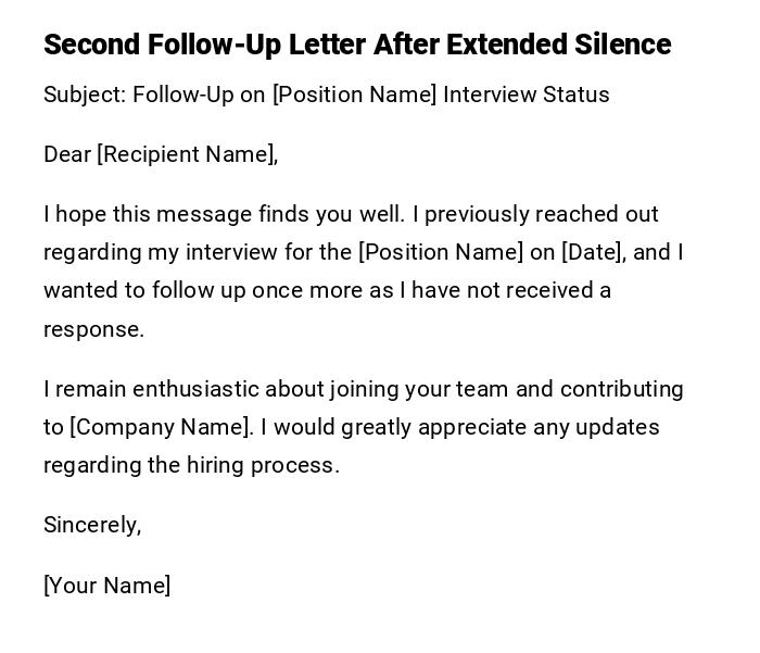 Second Follow-Up Letter After Extended Silence