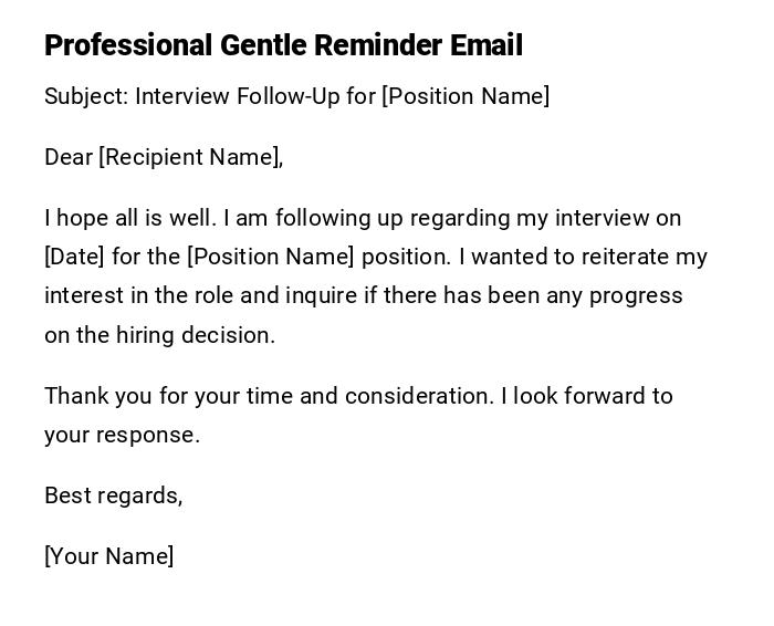 Professional Gentle Reminder Email