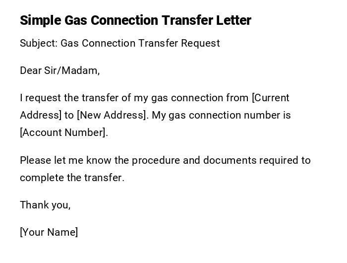 Simple Gas Connection Transfer Letter