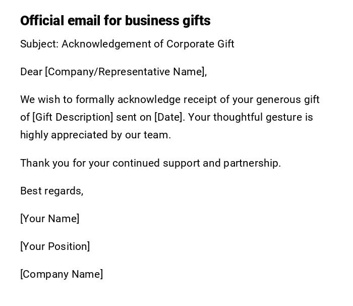Official email for business gifts