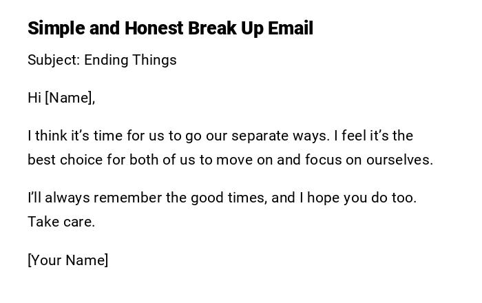 Simple and Honest Break Up Email
