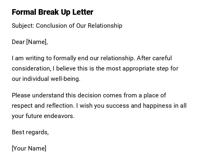 Formal Break Up Letter