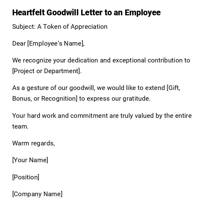 Heartfelt Goodwill Letter to an Employee
