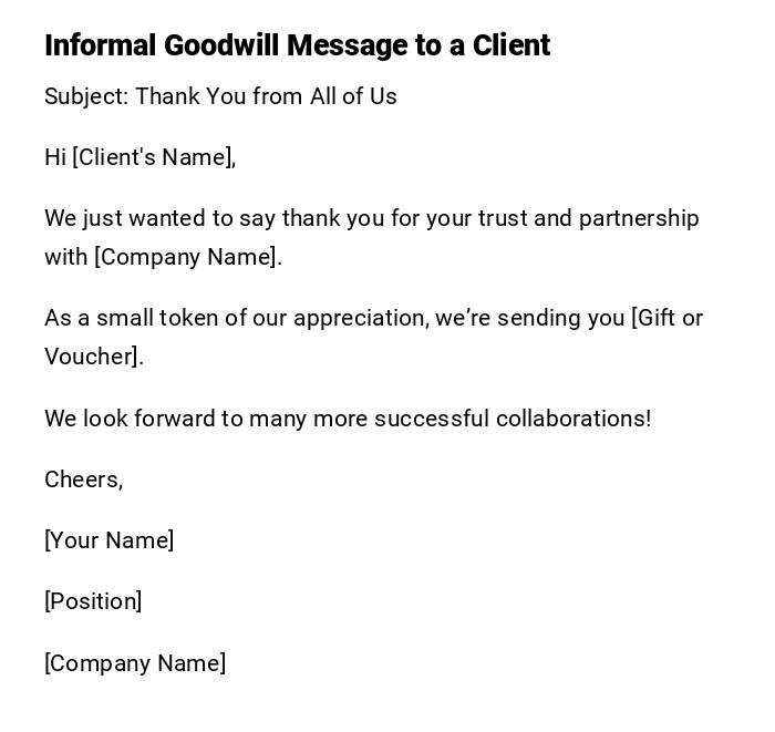 Informal Goodwill Message to a Client