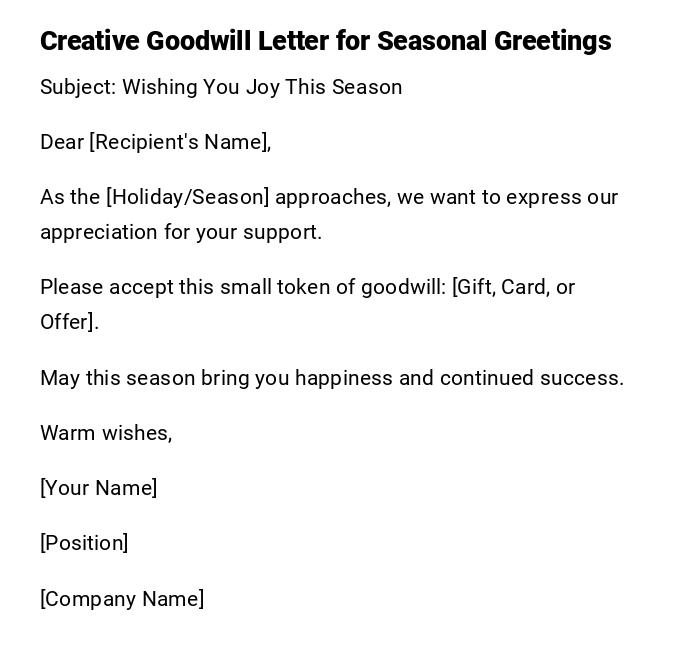 Creative Goodwill Letter for Seasonal Greetings