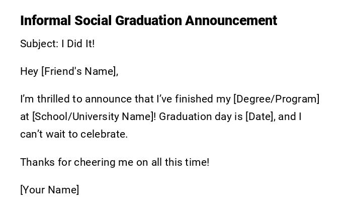 Informal Social Graduation Announcement
