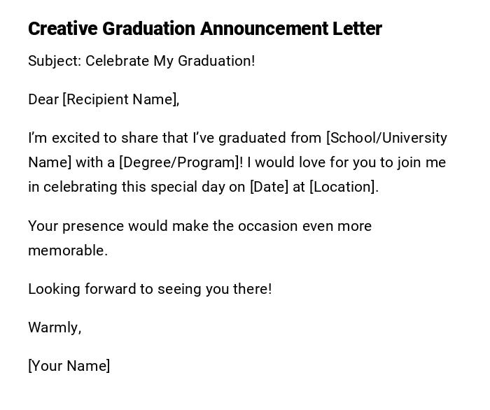 Creative Graduation Announcement Letter