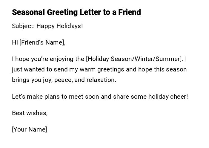Seasonal Greeting Letter to a Friend Seasonal Greeting Letter to a Friend