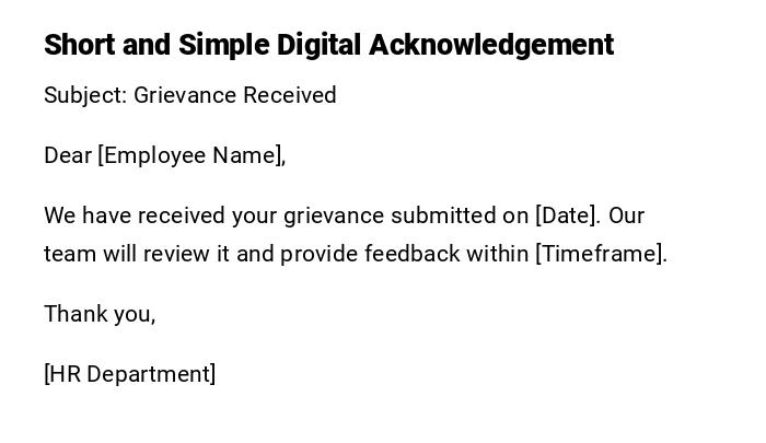 Short and Simple Digital Acknowledgement
