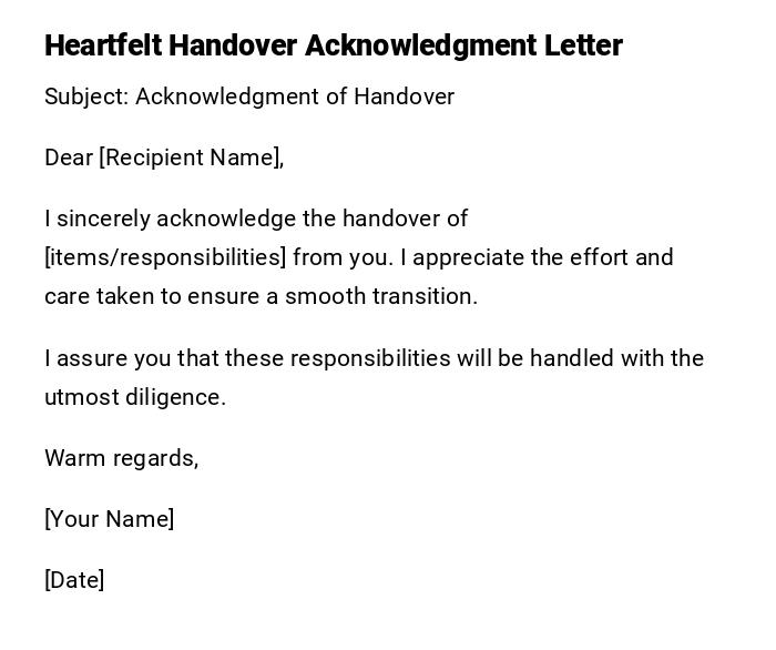 Heartfelt Handover Acknowledgment Letter