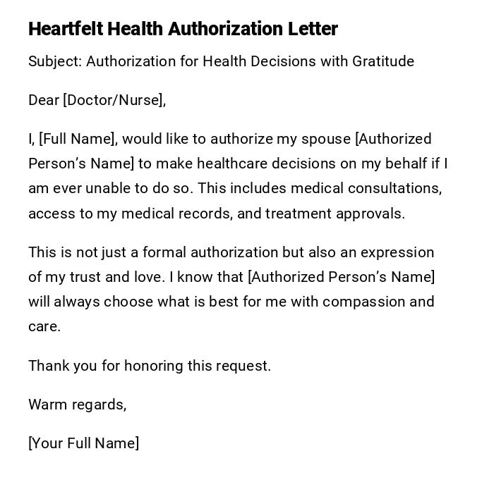 Heartfelt Health Authorization Letter