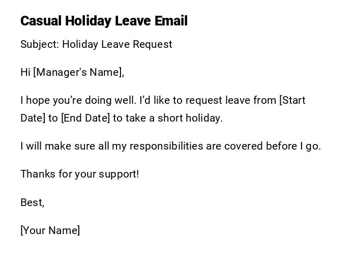 Casual Holiday Leave Email