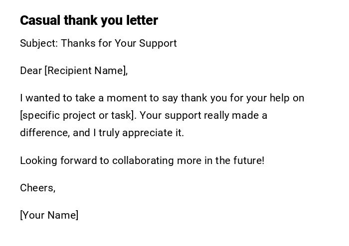Casual thank you letter Casual thank you letter