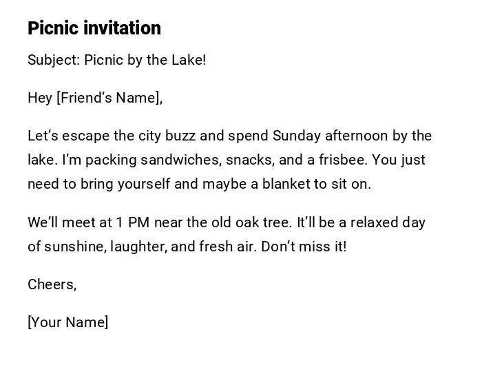 Picnic invitation