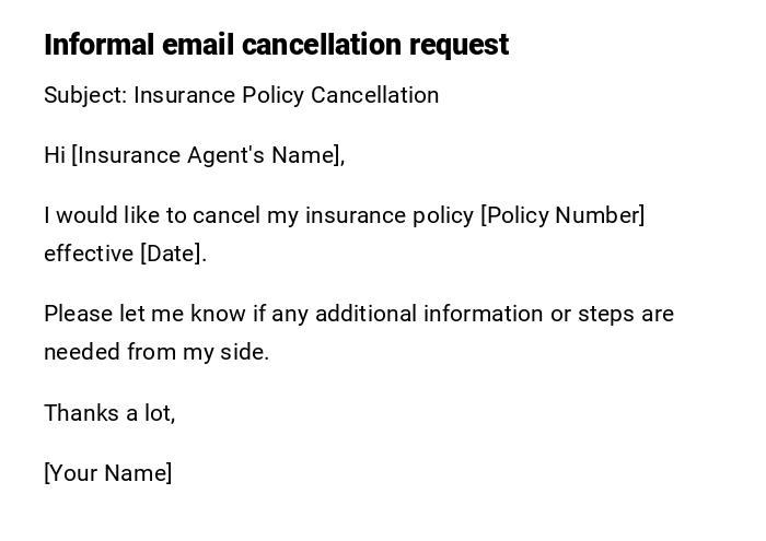 Informal email cancellation request Informal email cancellation request