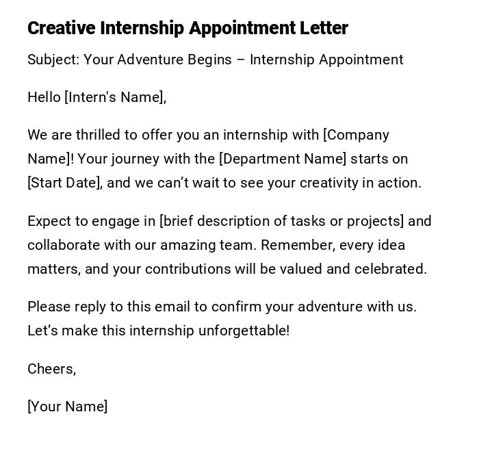Creative Internship Appointment Letter