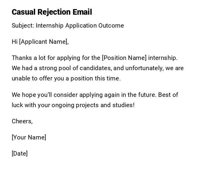 Casual Rejection Email