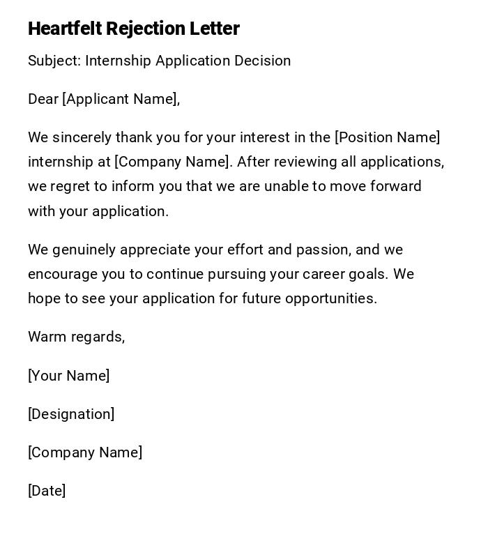 Heartfelt Rejection Letter