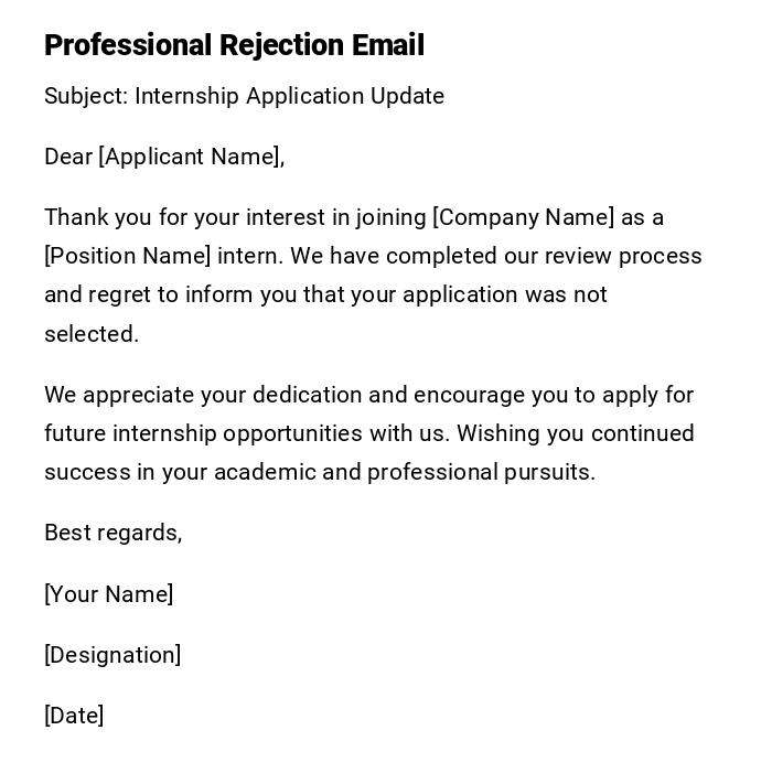 Professional Rejection Email