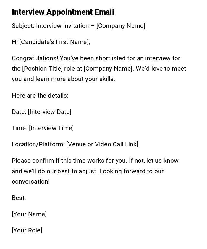 Interview Appointment Email