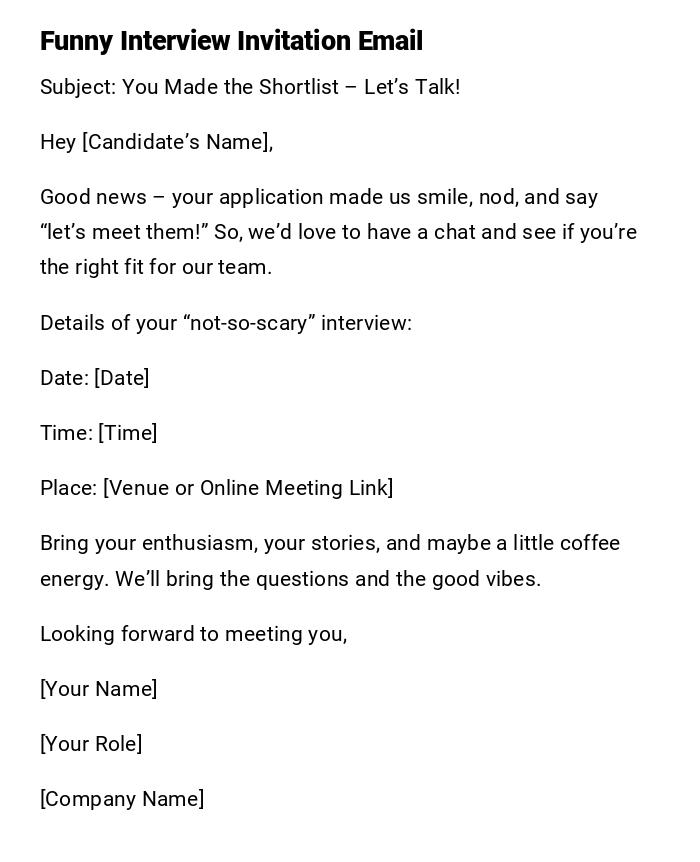 Funny Interview Invitation Email