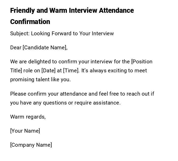 Friendly and Warm Interview Attendance Confirmation