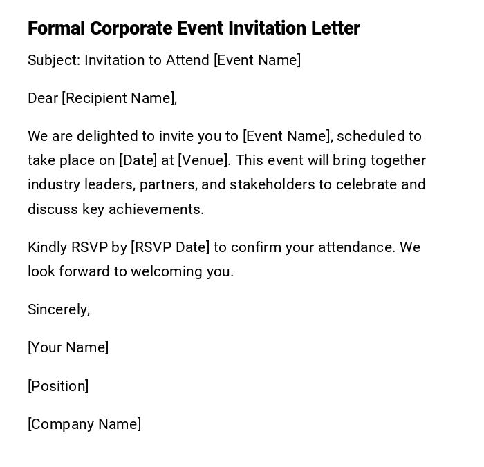 Formal Corporate Event Invitation Letter
