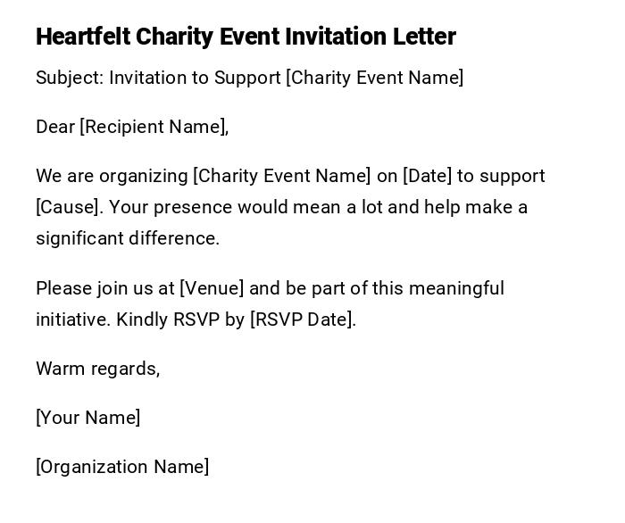 Heartfelt Charity Event Invitation Letter