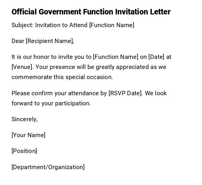 Official Government Function Invitation Letter