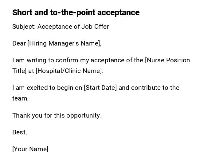 Short and to-the-point acceptance