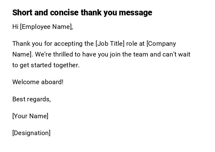Short and concise thank you message