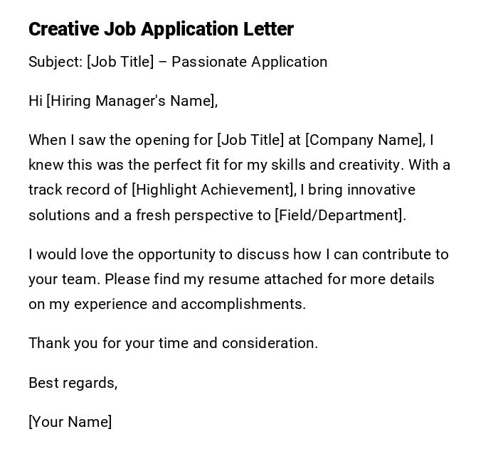 Creative Job Application Letter