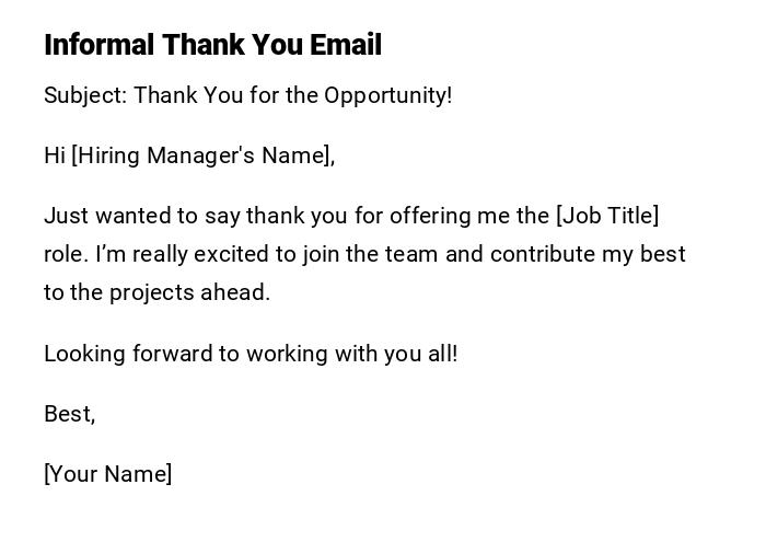 Informal Thank You Email
