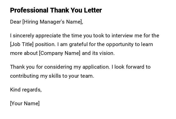 Professional Thank You Letter