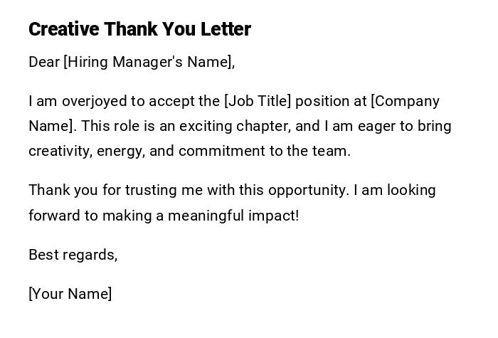 Creative Thank You Letter