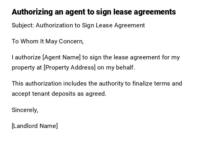 Authorizing an agent to sign lease agreements
